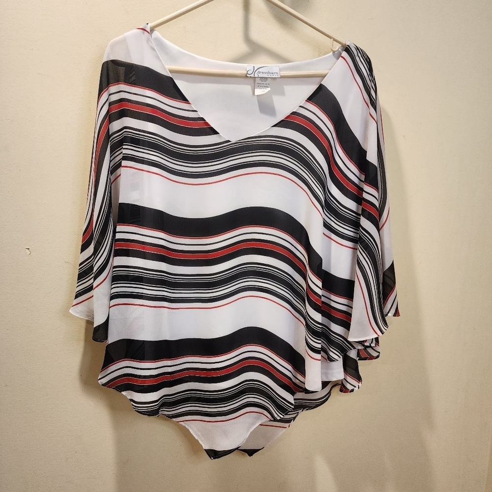 DRESSBARN Striped Pullover Flare Tunic Top Size 1X